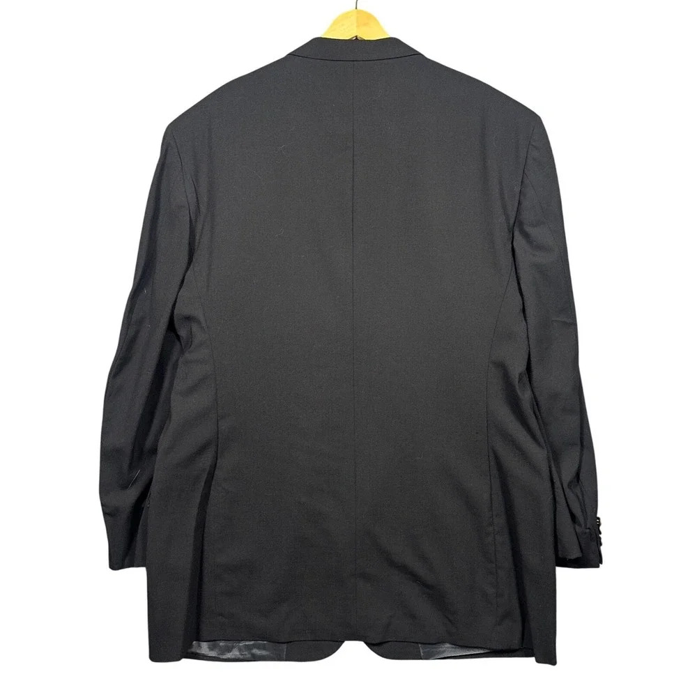 Stafford Traveler Plus Blazer Mens 48XL Black Worsted Wool 3-Button Gold Buttons